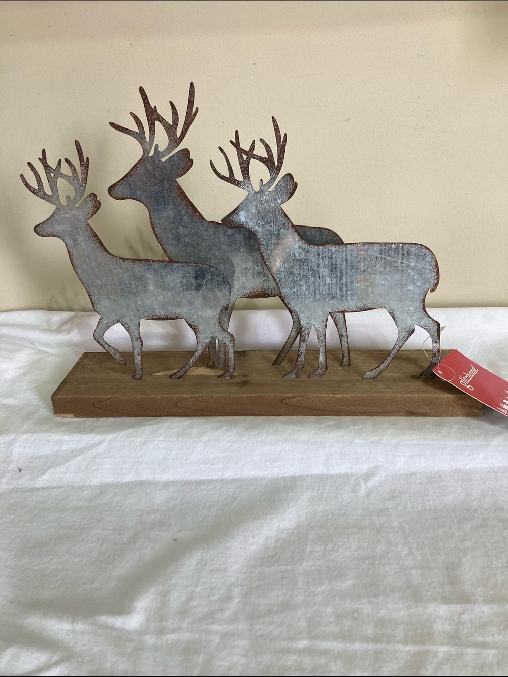 Glitzhome Rustic Metal Reindeer Trio Holiday Décor - galvanized and Brown NWT
